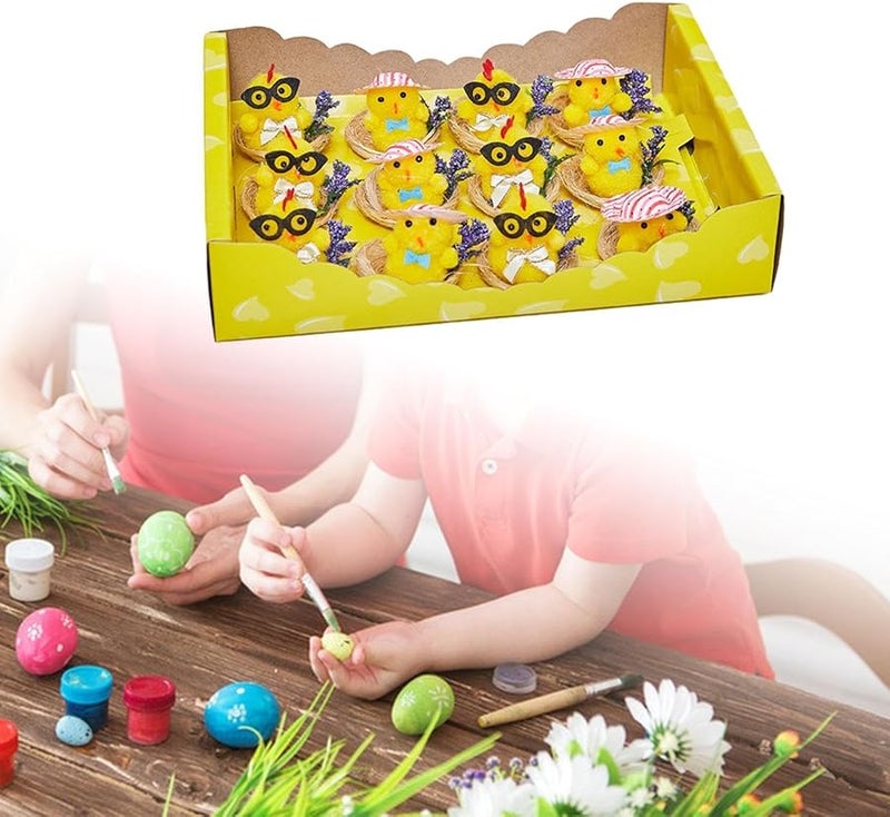 Easter Chicks Ornaments Miniature Animal Decor Holiday Gift Chick With Hat Glass - Image 4